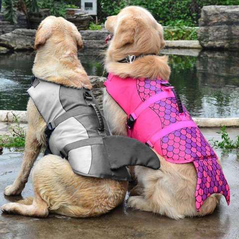 Pet Dog Saver Safety Life Jacket Shark Mermaid Float Vest Preserver Lifesaver